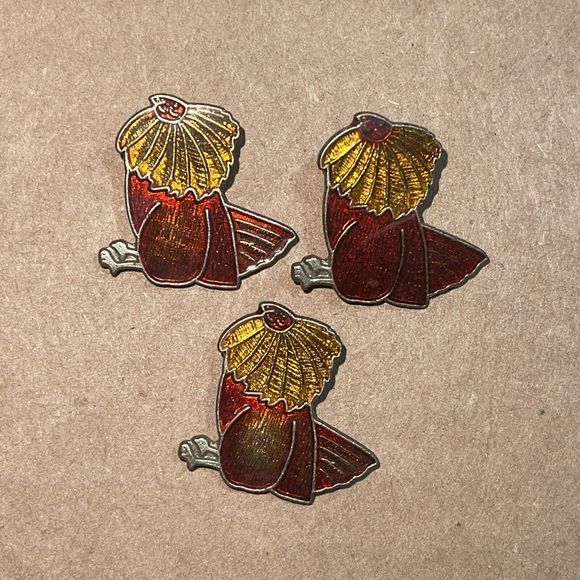 Vintage Tropical Bird Lapel Pin Bundle Set Lot x3 - Picture 2 of 6